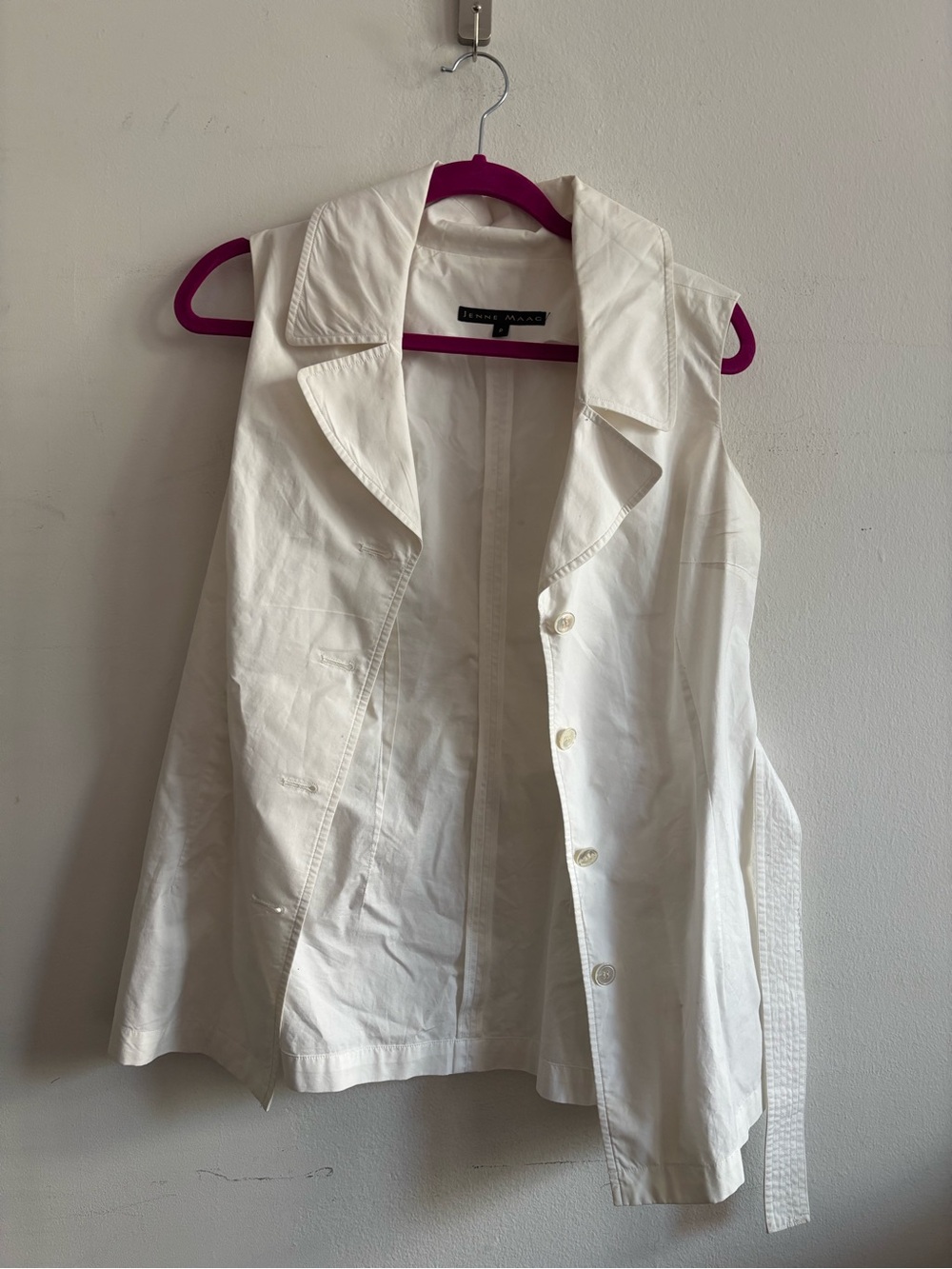 Jenne Maag White Sleeveless Trench Vest